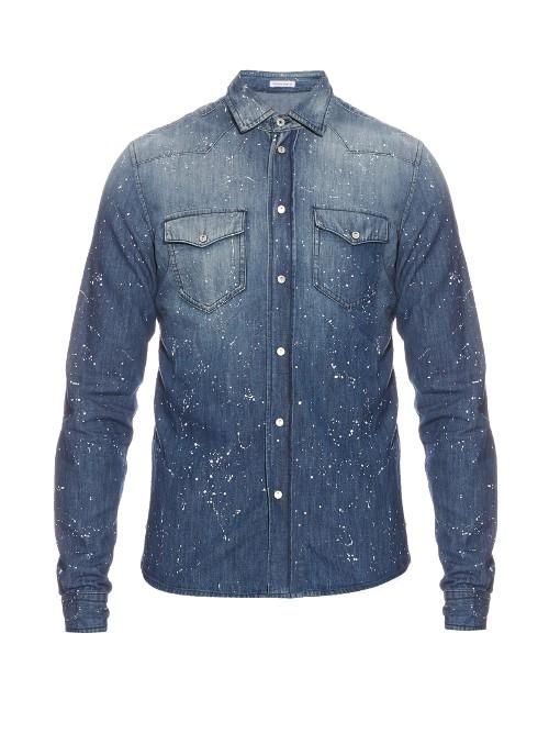 Tomas Maier Paint-splash Denim Shirt