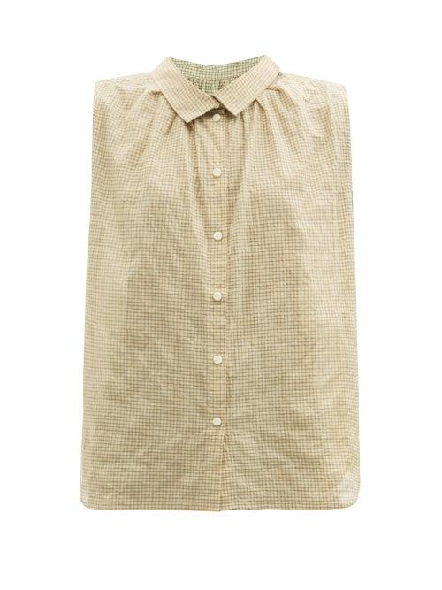Matchesfashion.com Chimala - Sleeveless Checked Cotton-blend Shirt - Womens - Beige White