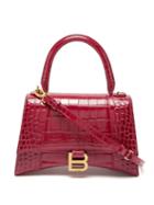 Balenciaga - Hourglass Small Crocodile-effect Leather Bag - Womens - Pink