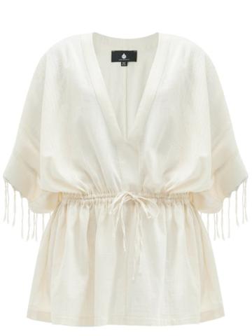 Matchesfashion.com Su Paris - Dita Striped Cotton-voile Kaftan - Womens - Cream