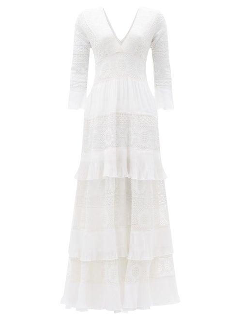 Matchesfashion.com Loveshackfancy - Lennon Tiered Macram-lace Dress - Womens - Cream