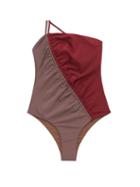 Matchesfashion.com Isa Boulder - Leonard Asymmetric Bi-colour Swimsuit - Womens - Red Multi