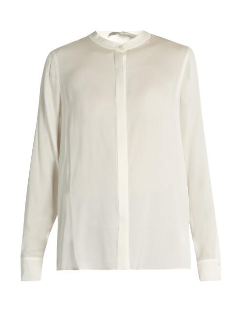 Vince Slit-back Stretch-silk Blouse