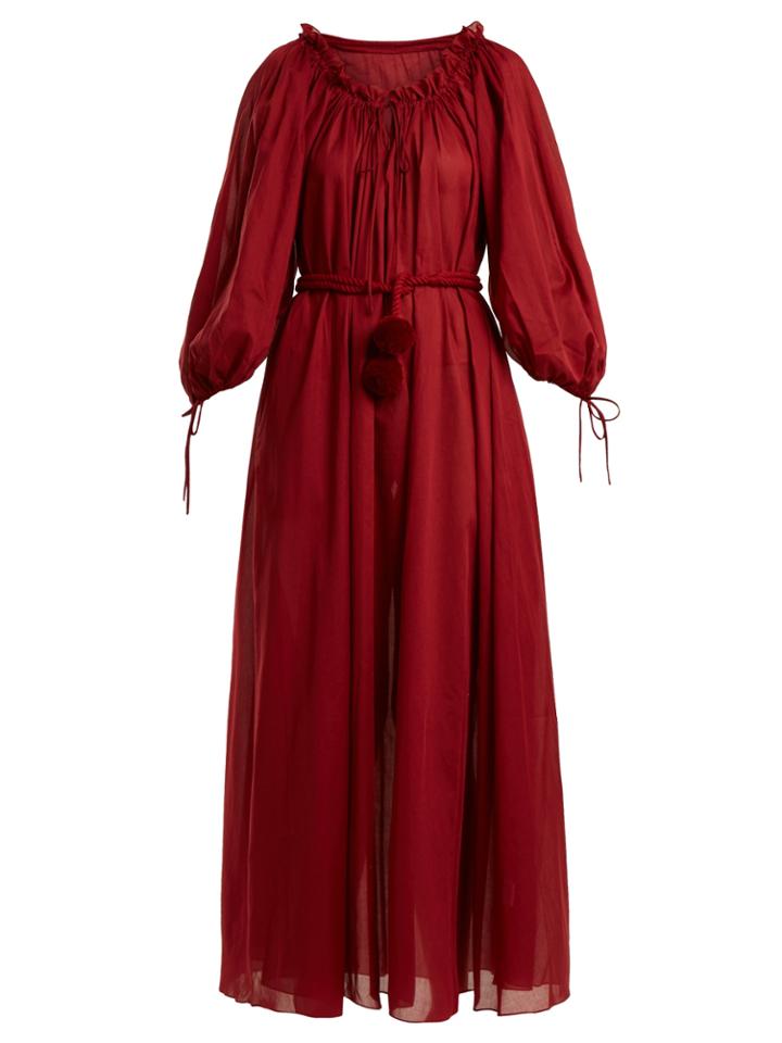Three Graces London Almost A Honeymoon Tie-waist Cotton Maxi Dress