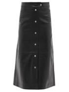 Matchesfashion.com Stand Studio - Gianna A-line Leather Midi Skirt - Womens - Black