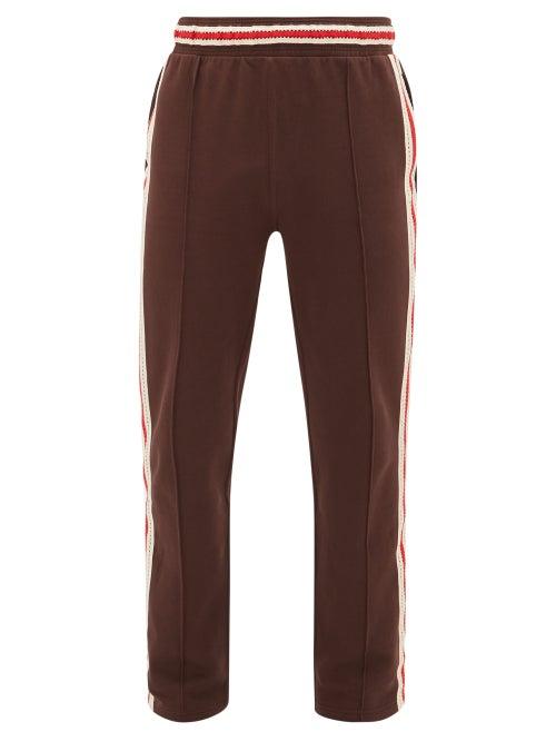 Matchesfashion.com Wales Bonner - Palms Crocheted Side-stripe Cotton Track Pants - Mens - Dark Brown