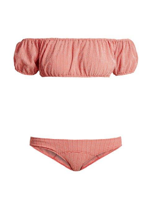 Matchesfashion.com Lisa Marie Fernandez - Leandra Gingham Seersucker Bikini - Womens - Red White