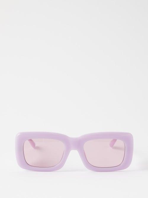 The Attico Eyewear - X Linda Farrow Marfa Rectangular Sunglasses - Womens - Light Purple
