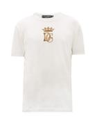 Matchesfashion.com Dolce & Gabbana - Crown Logo-embroidered Cotton T-shirt - Mens - White