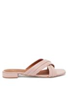 Ladies Shoes Malone Souliers - Gavi Crossover-strap Leather Slides - Womens - Light Pink