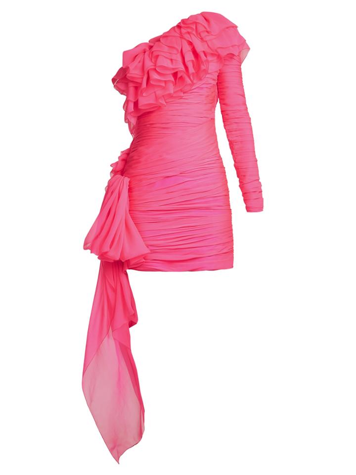 Dundas One-shoulder Tiered-ruffle Mini Dress