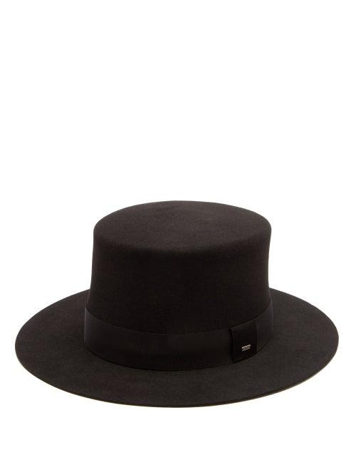 Saint Laurent - Logo-plaque Felt Fedora Hat - Mens - Black