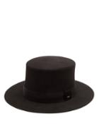 Saint Laurent - Logo-plaque Felt Fedora Hat - Mens - Black