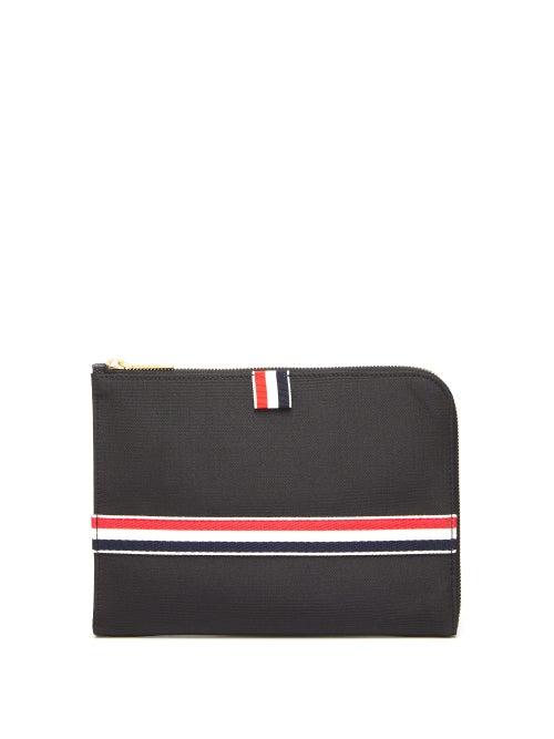 Matchesfashion.com Thom Browne - Tricolour Trim Small Canvas Pouch - Mens - Black