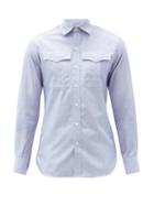 Matchesfashion.com Sbline - Safari Flap-pocket Cotton-poplin Shirt - Mens - Indigo