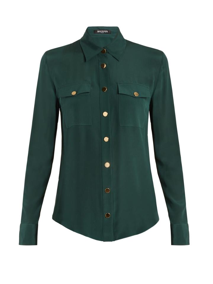 Balmain Button-detail Silk Blouse