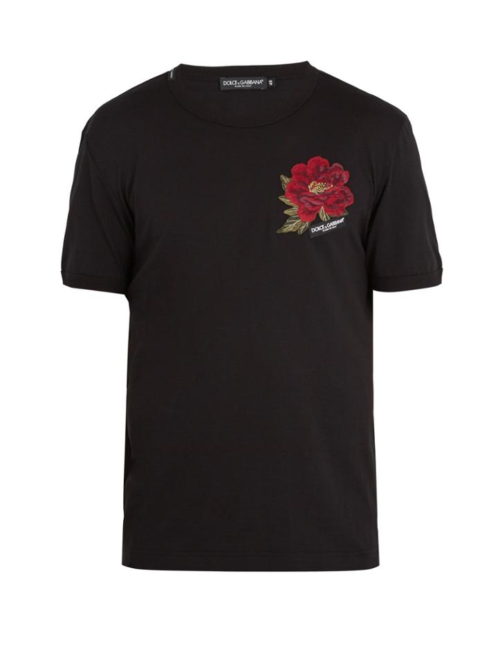 Dolce & Gabbana Rose-appliqu Cotton T-shirt