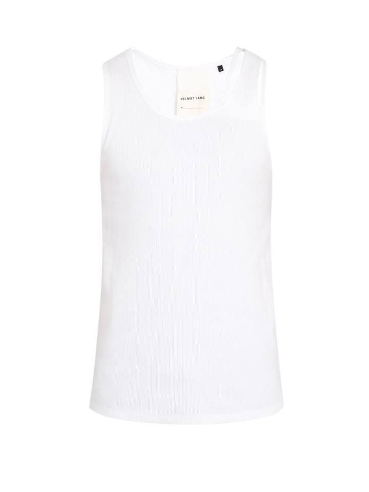Helmut Lang Reveal Ribbed Cotton-blend Knit Tank Top