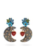 Dolce & Gabbana Crystal-embellished Moon Charm Clip-on Earrings