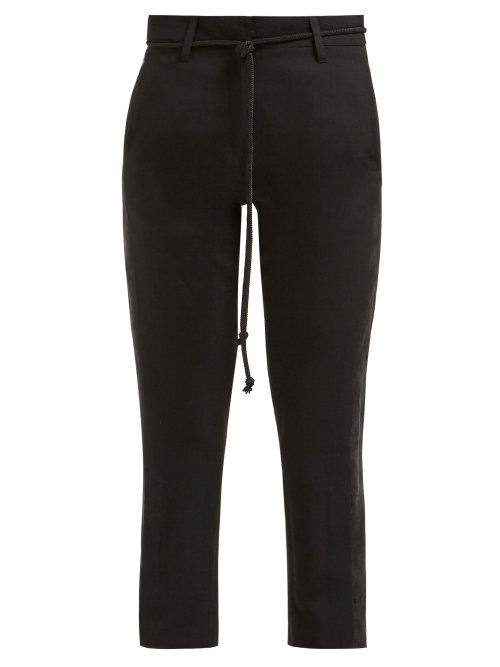 Matchesfashion.com Ann Demeulemeester - Floral Jacquard Panelled Wool Trousers - Womens - Black