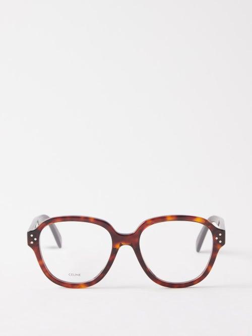 Celine Eyewear - Bold Story Oversized Round Acetate Glasses - Womens - Brown