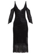Matchesfashion.com Altuzarra - Octavia Fringe Trimmed Knitted Midi Dress - Womens - Black