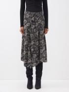 Isabel Marant - Cacia Silk-print Asymmetric Skirt - Womens - Black Multi
