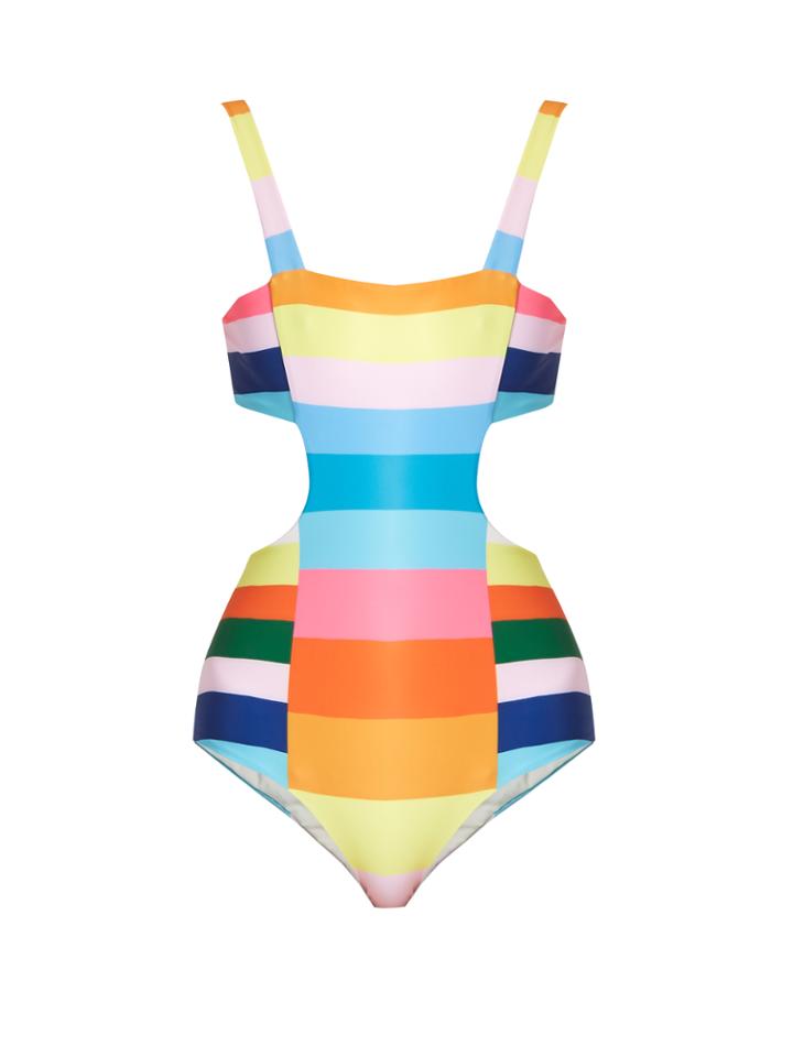 Mara Hoffman Vela Rainbow-stripe Print Swimsuit