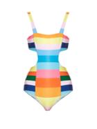 Mara Hoffman Vela Rainbow-stripe Print Swimsuit