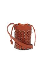 Matchesfashion.com Paco Rabanne - Mini Link Embellished Woven Leather Bucket Bag - Womens - Tan