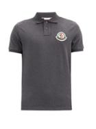 Matchesfashion.com Moncler - Logo-patch Cotton-piqu Polo Shirt - Mens - Dark Grey