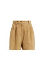Matchesfashion.com Nili Lotan - Roxana High Waisted Suede Shorts - Womens - Beige