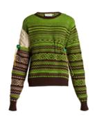 Matchesfashion.com Preen By Thornton Bregazzi - Moira Fair Isle Knit Wool Blend Sweater - Womens - Green Multi