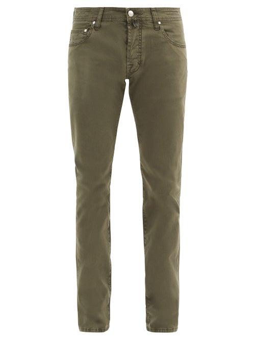 Matchesfashion.com Jacob Cohn - Mid-rise Cotton-blend Slim-leg Chinos - Mens - Khaki