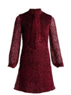 Matchesfashion.com Saint Laurent - Pussy Bow Velvet Devor Mini Dress - Womens - Burgundy