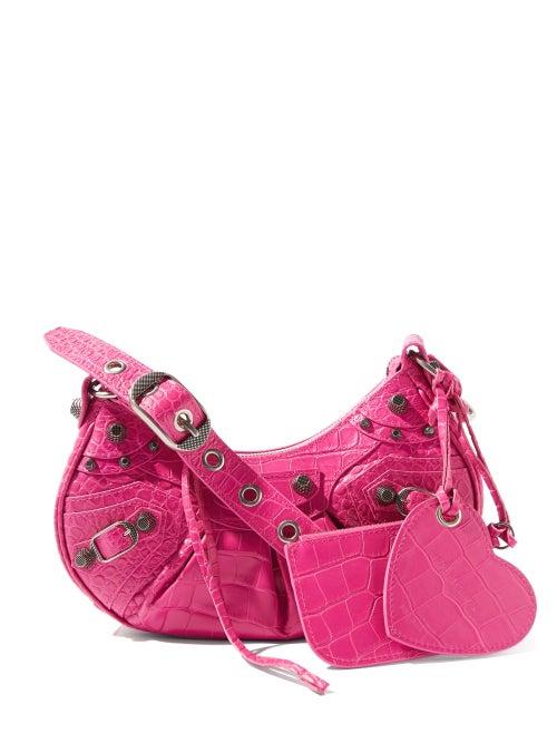 Balenciaga - Cagole Xs Croc-effect Leather Shoulder Bag - Womens - Fuchsia