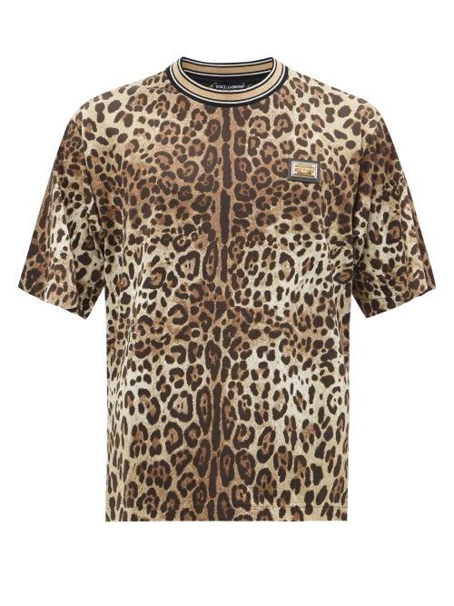 Dolce & Gabbana - Leopard-print Cotton-jersey T-shirt - Mens - Multi