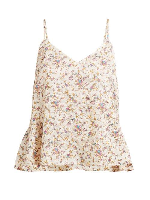 Matchesfashion.com Mes Demoiselles - Gaby Floral Print Silk Cami Top - Womens - Beige Multi