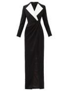 Matchesfashion.com Rasario - Longline Gathered-waist Crepe Dress - Womens - Black White