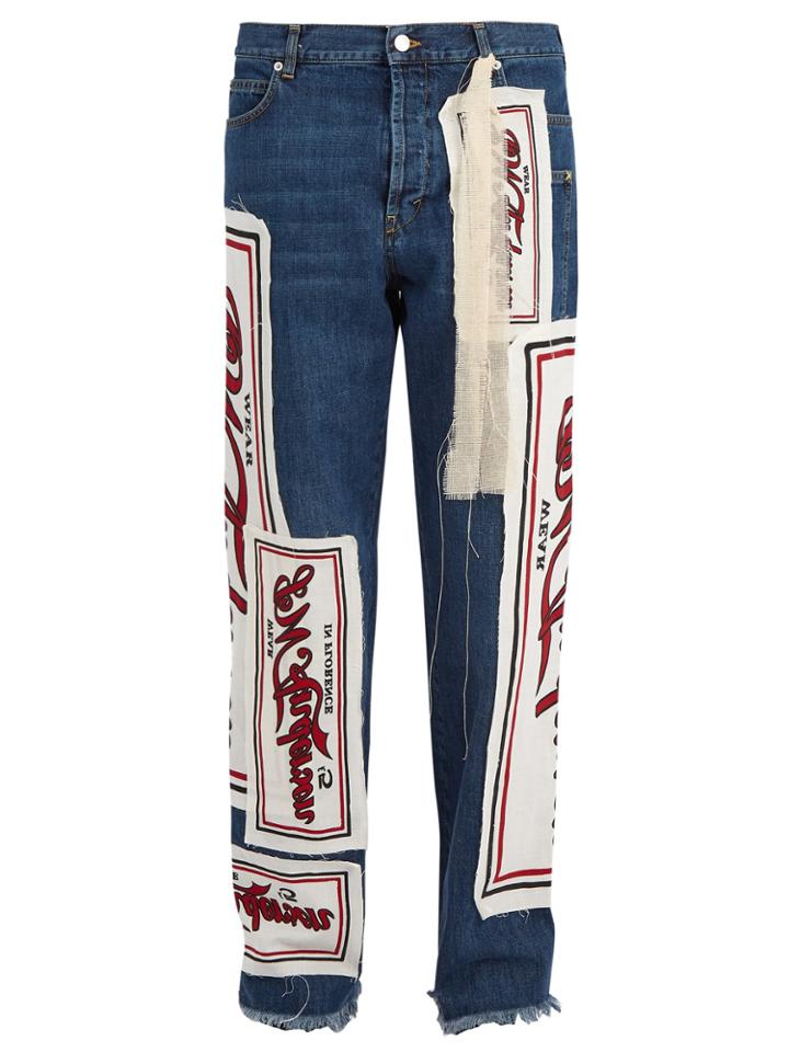 Jw Anderson Printed-appliqu Straight-leg Jeans