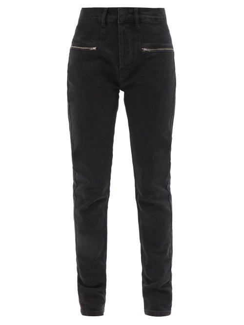 Raey - Zip Organic-cotton Blend Panelled Skinny Jeans - Womens - Black