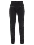 Raey - Zip Organic-cotton Blend Panelled Skinny Jeans - Womens - Black