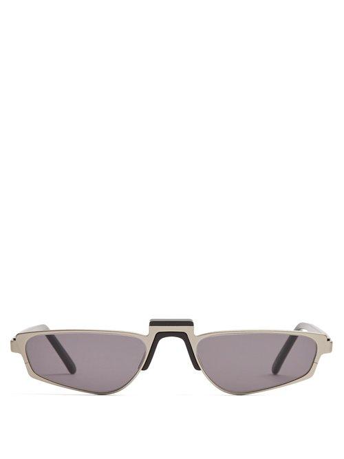 Matchesfashion.com Andy Wolf - Ojala Rectangular Frame Metal Sunglasses - Mens - Black