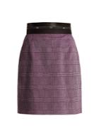 Msgm Prince Of Wales Check Stretch-cotton Velvet Skirt