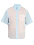 Matchesfashion.com Prada - Bicolour Short Sleeved Cotton Shirt - Mens - Pink Multi