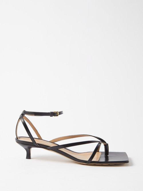 Bottega Veneta - Stretch 45 Square-toe Leather Sandals - Womens - Black