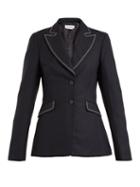 Matchesfashion.com Gabriela Hearst - Serge Contrast Stitch Single Breasted Wool Blazer - Womens - Navy
