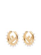 Matchesfashion.com Fendi - F Is Fendi Faux Pearl Hoop Earrings - Womens - Gold
