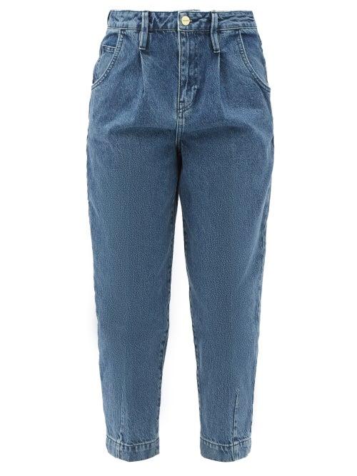 Matchesfashion.com Frame - Pleated High-rise Barrel-leg Jeans - Womens - Denim