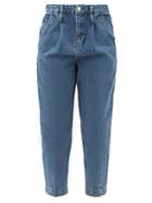 Matchesfashion.com Frame - Pleated High-rise Barrel-leg Jeans - Womens - Denim